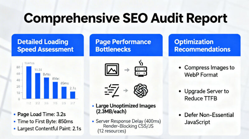 Комплексний SEO-аудит: повний аналіз технічного стану сайту, швидкості завантаження, помилок індексації та структури